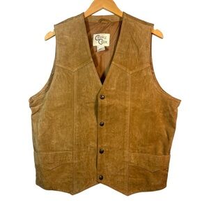 Cripple Creek Suede Leather Vest Beige Tan Women’s Size Large Pockets